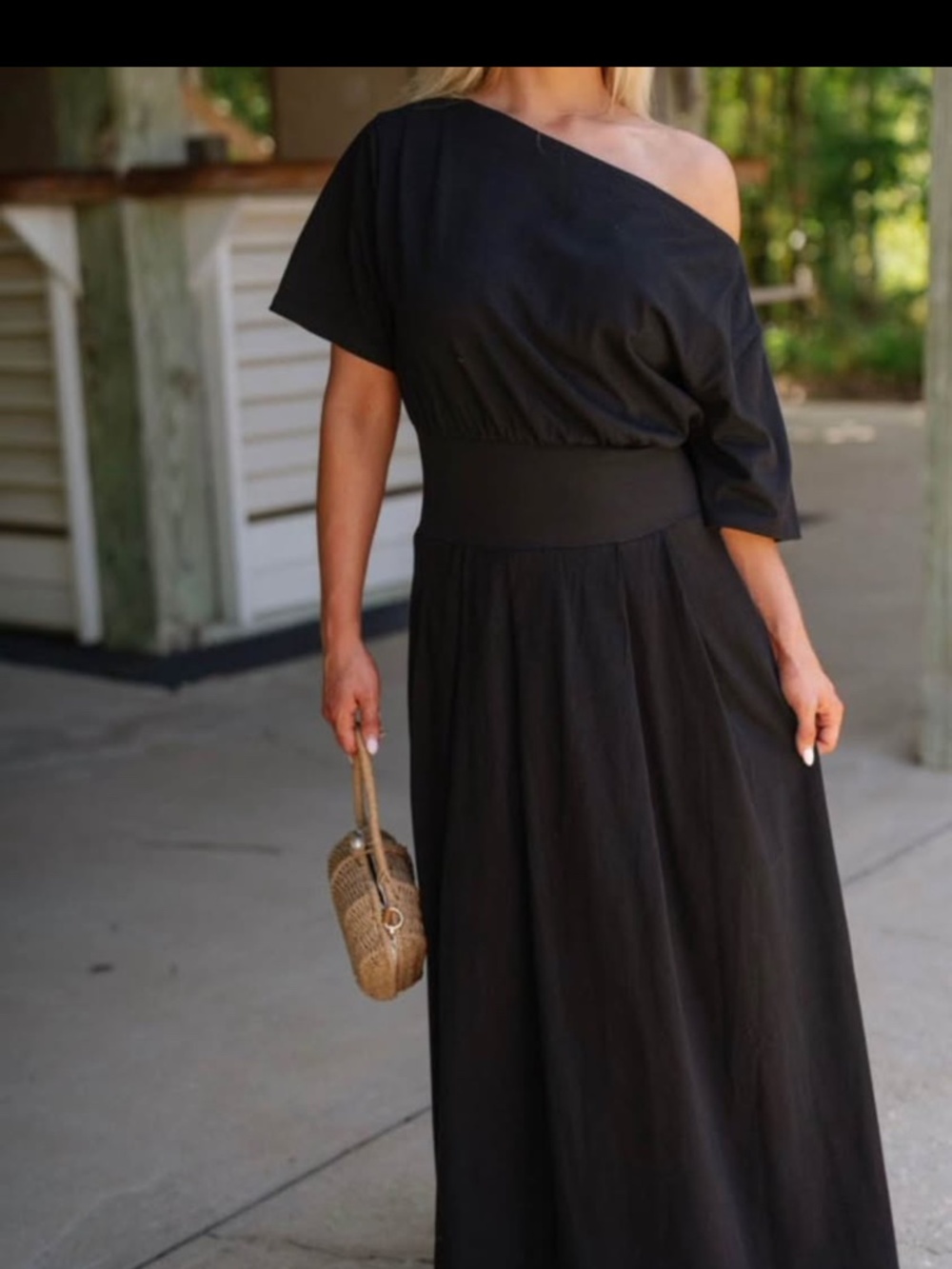These three black maxi dress off the shoulder